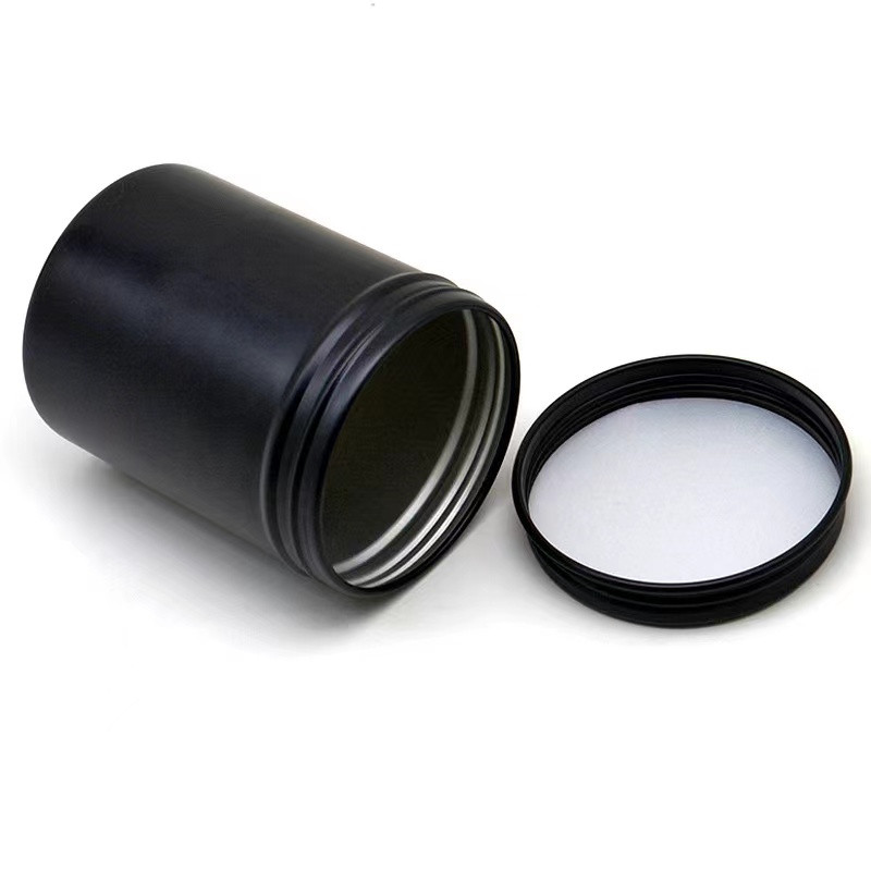 Dhgate vente boîte de conserve en aluminium boîte noir mat 200 ml cylindre thé boîte en fer blanc fabricant d'emballage de conteneur