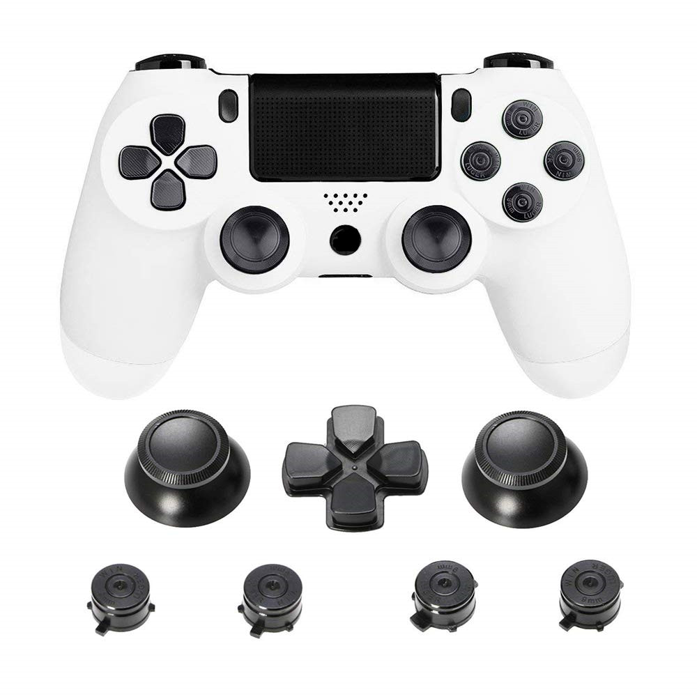 Substituição Thumbsticks Grip Thumb Grip e Chrome D-Pad Mod Kit Metal ABXY Console Controller Botões para PS4