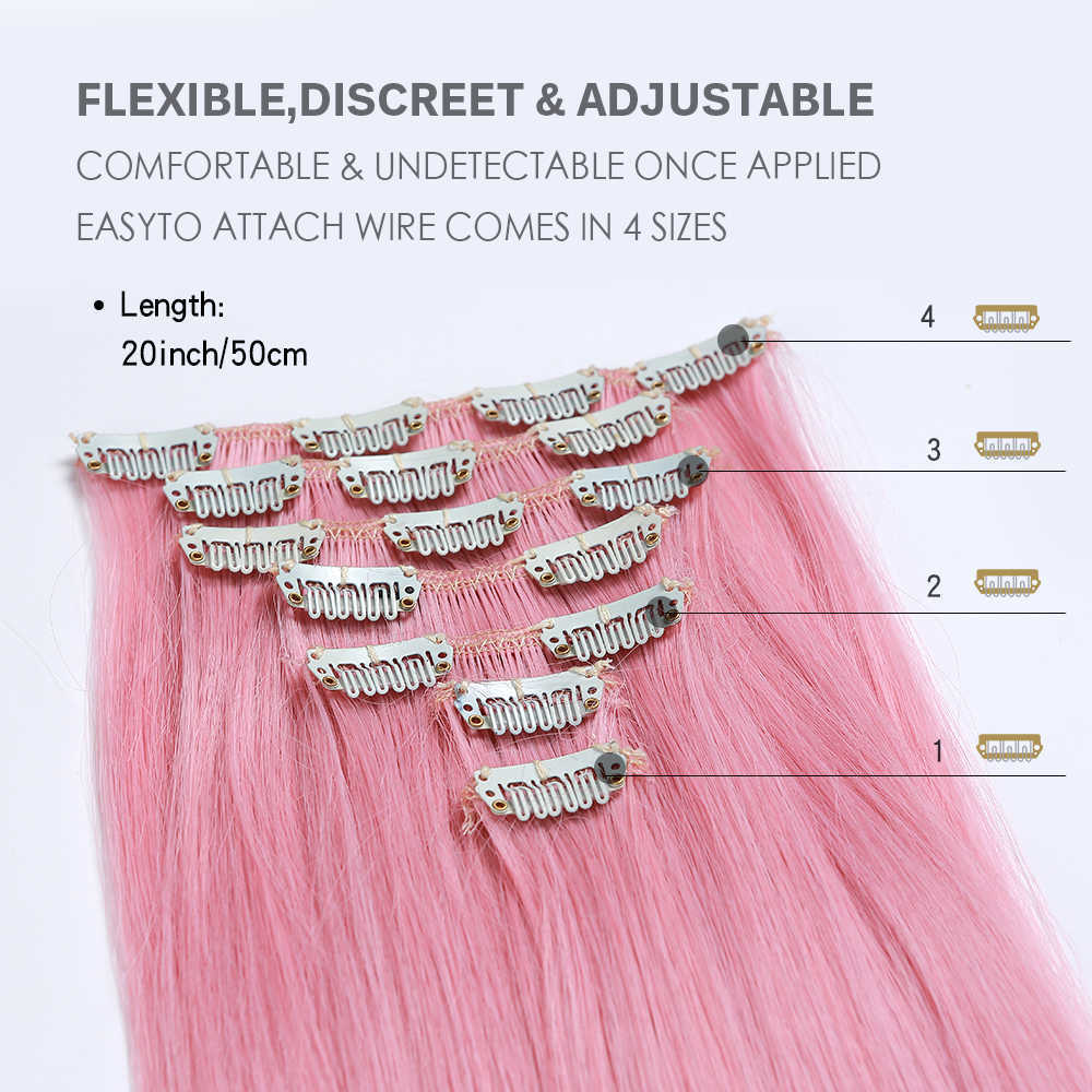 Syntetyczne peruki Easihair Set Clips Długie proste włosy syntetyczne w włóknie o wysokiej temperaturze różowa niebieska włosa 230227