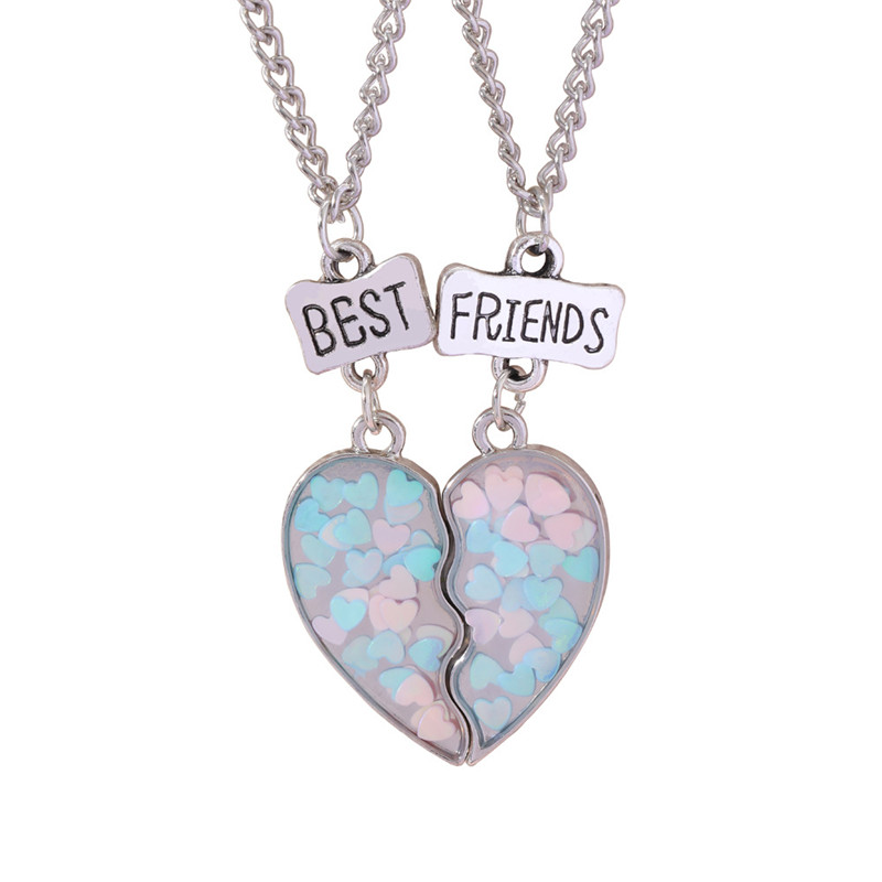 Meilleurs amis lettres 2 pièces/ensemble collier de créateur pour enfants rose violet coeur BFF papillon pendentif étudiant colliers chaîne en argent bijoux d'amitié cadeau ami