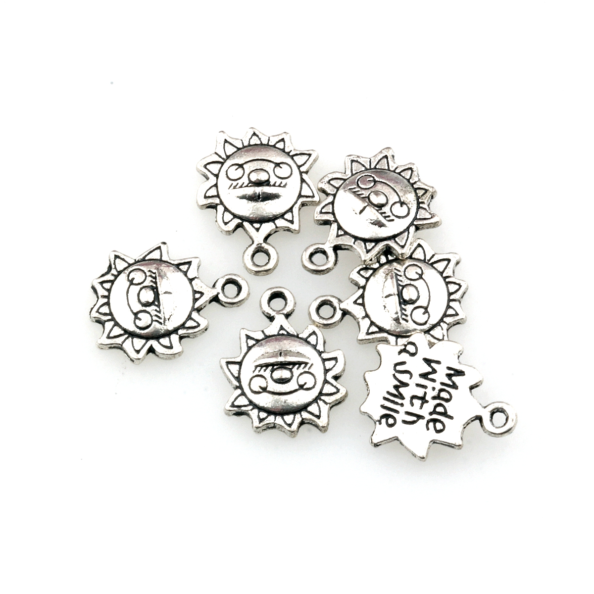 Antique Silver Flowers Charms Pendants For Jewelry Making DIY Handmade Craft