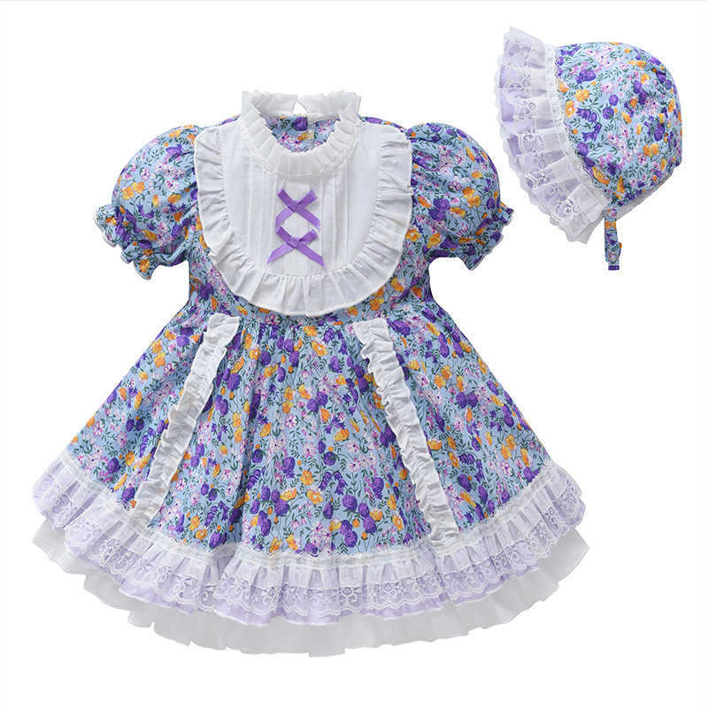 Robes de fille Pakaian Anak Perempuan pour Pernikahan Musim Panas Gaun Malam Pesta Ulang Tahun Anak Perempuan Motif Bunga Gaun Putri Gaya Lolita dengan W0224