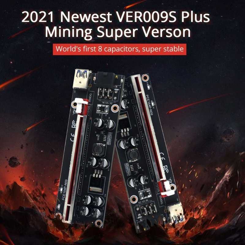 NEW VER009S Plus PCI-E Riser Card 009S PCIE X1 to X16 4Pin 6Pin Power 60CM USB 3.0 Cable for Graphics GPU Miner Mining