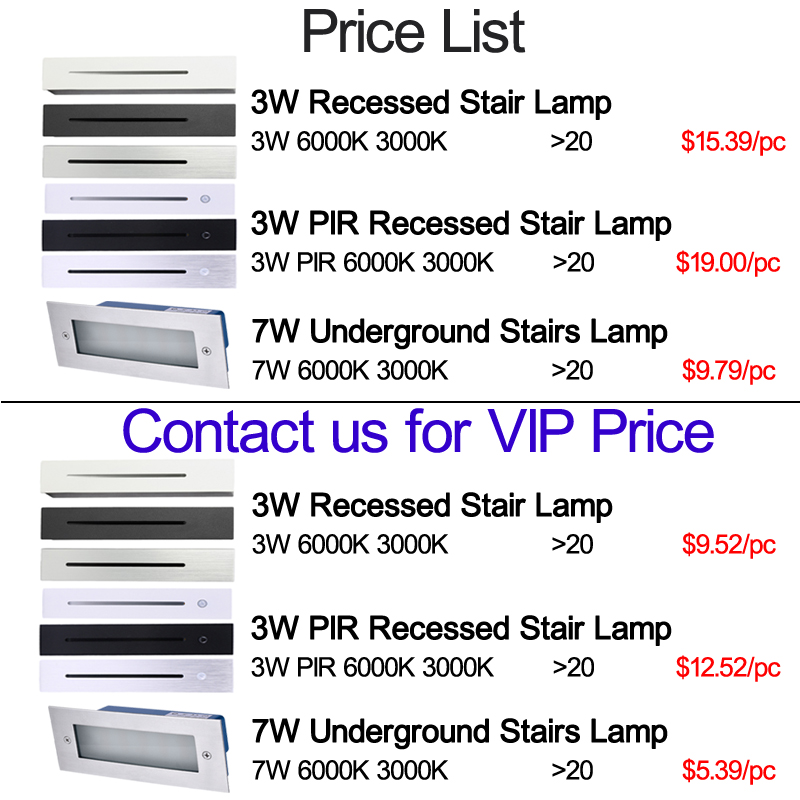 3W Recessed Led Stair Lamps AC85-265V Indoor Corner Wall lights Step Decoration Light Waterproof IP65 Hallway staircase Lamp Lighting USALIGHT
