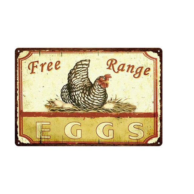 Farma Świeże jajka na sprzedaż Znak z kurczakiem Tin Znak vintage metalowy plakat plakat oznaki dekoracje ścienne do farmhouse kuchenne tabliczki spersonalizowane cyny Rozmiar 30x20 W01