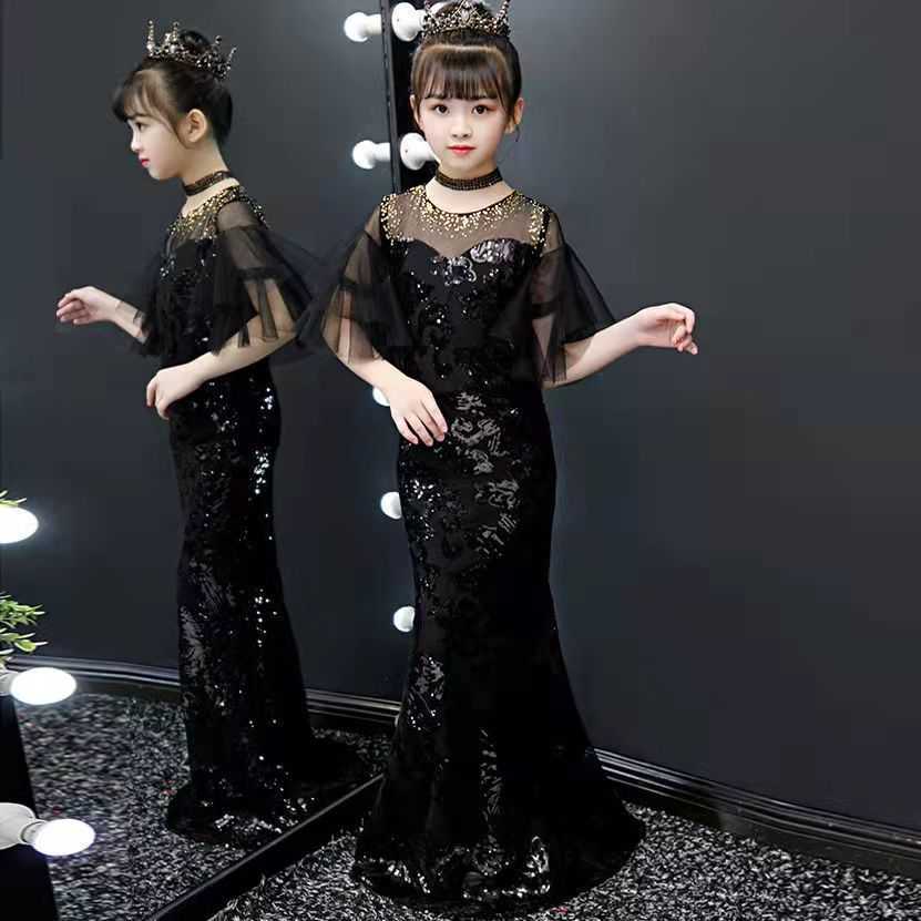 Sukienki dziewczyny złota trąbka sukienka wakacyjna Dzieci Elegancka elegancka ceremonia ślubna sukienka księżniczka