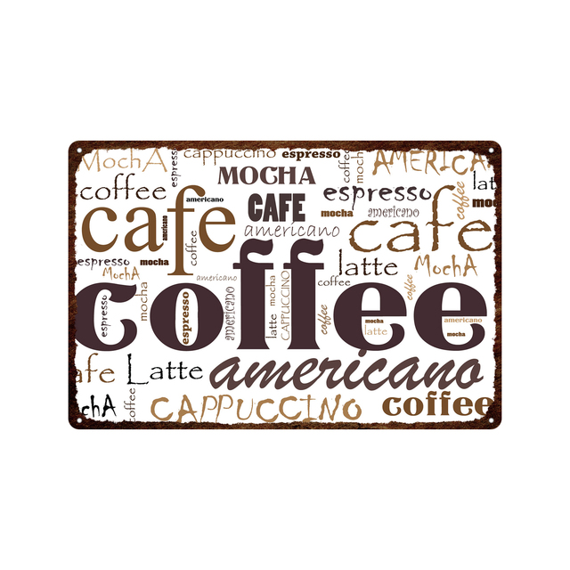 Cartoon Coffee Vintage Metal Plaque Retro Bord schilderij IJzeren Bord Wall Art Picture For Kitchen Dining Room Cafe Home Decor 30x20cm W03