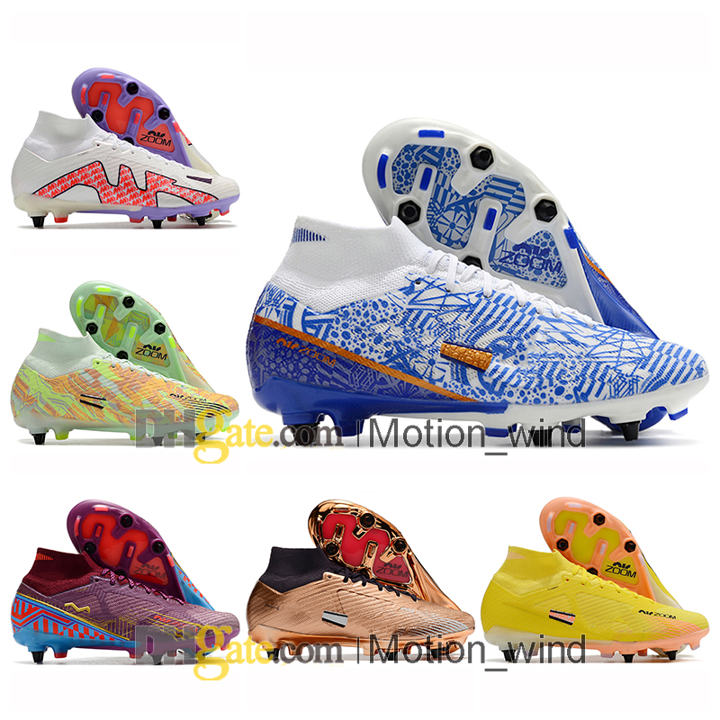 Подарочная сумка мужская лодыжка футбольные сапоги Криштиану Роналду CR7 Mercurial Superfly IX 9 Elite SG Clits Neymar ACC MBAPPE Zoom Soccer Shoes Shoes Trainers Trainers Botas de Futbol