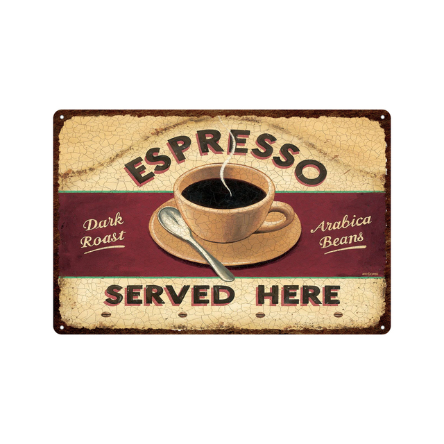 Cartoon Coffee Vintage Metal Plaque Retro Plate Painting Iron Tin Sign Wall Art Picture For Kitchen Dining Room Cafe Home Decor 30X20cm W03
