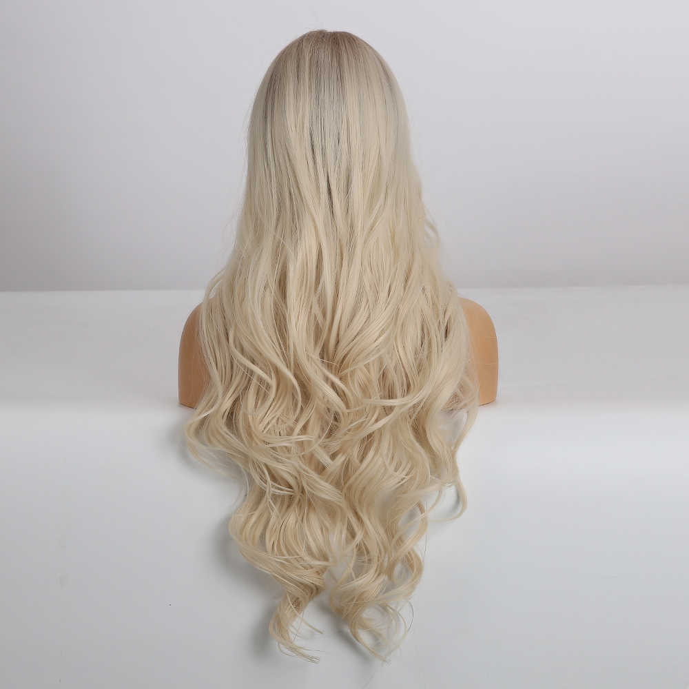 Syntetyczne peruki EAIHAIR Długie faliste blondynki Ombre Peruki Wysoka gęstość syntetyka dla kobiet Cosplay Brown Ognisto ciepło naturalna peruka włosów 230227