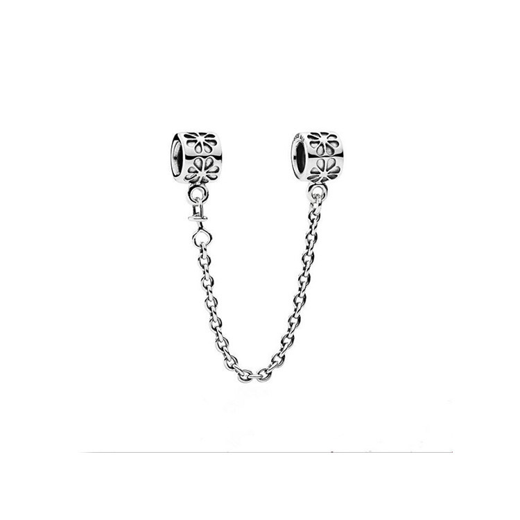 925 à la mode pour Pandora Sterling Silver Charm Chaîne de Sécurité Zircon Logo Bracelet Clignotant Boucle Élégante DIY Fil de Sécurité Accessoires en Argent Sterling