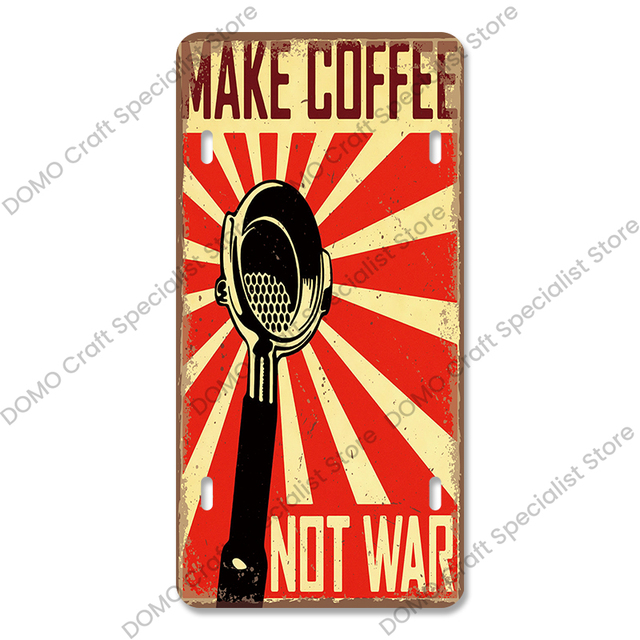 Kaffee-Nummernschild, Vintage-Metallblechschilder, Retro-Kaffeezeit-Metalltafeln für Café, Küche, Wohnzimmer, Zuhause, Wandkunst, Dekor, 30 x 20 cm, W03