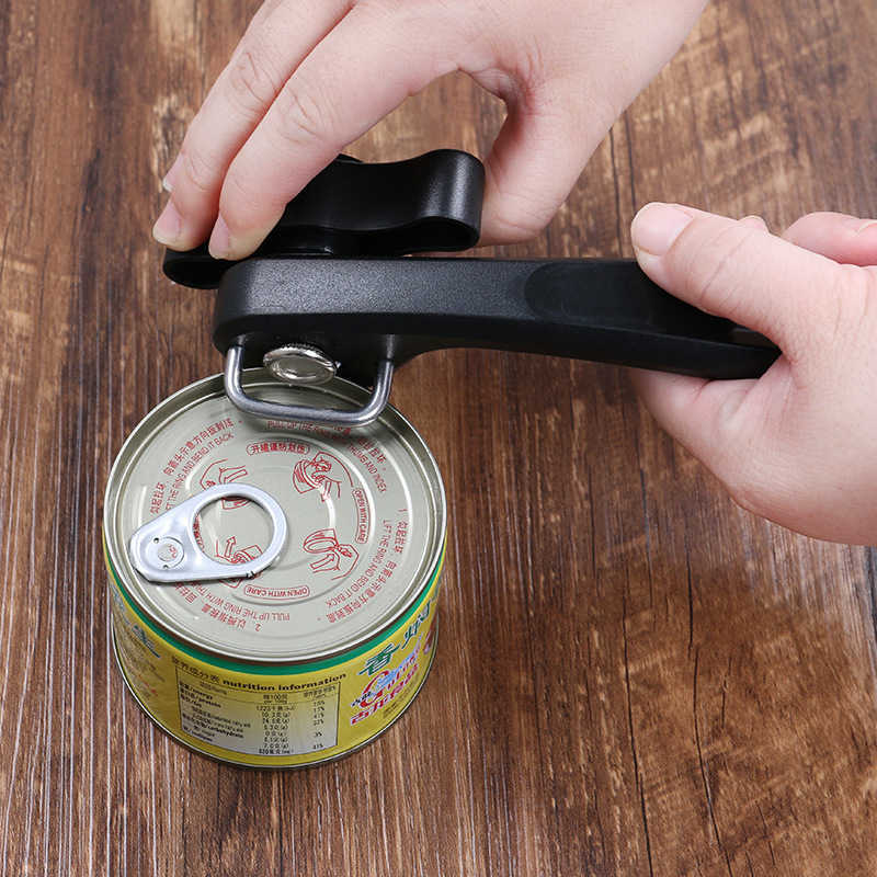 Plastic Professional Kitchen Tool Safety Hand-actuated Can Opener Side Cut Easy Grip Manual Opener Knife for Cans Lid