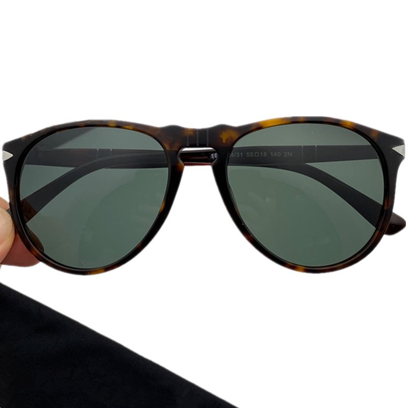 Superbe P714 Lunettes de soleil pilotes dépliant pour les hommes Elastic Nose Bridgev400 55 Plank Implante HD Green Glass Lenses Euroam Big Frame 2407020