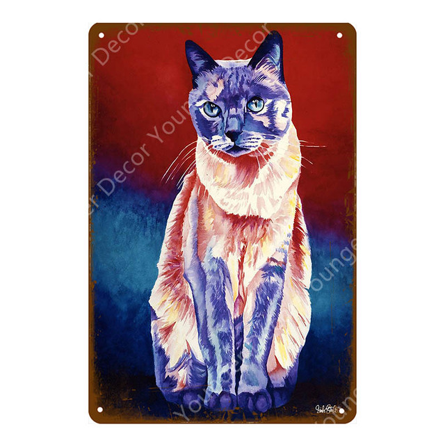 Animal Cat Art Maluce metalowe plakat Znaki Drukuje minimalistyczny malarstwo Malarstwo Malarnice Obraz pokoju dziecięcego Wystrój pokoju Nordic Personical Dekoracja Rozmiar 30x20 cm W02