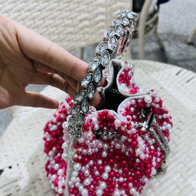 NUOVA borsa a tracolla con perle fatta a mano femminile, nappe di tendenza, borsa con perle, borsa in pietra, borsa da sera matrimonio da donna 230304