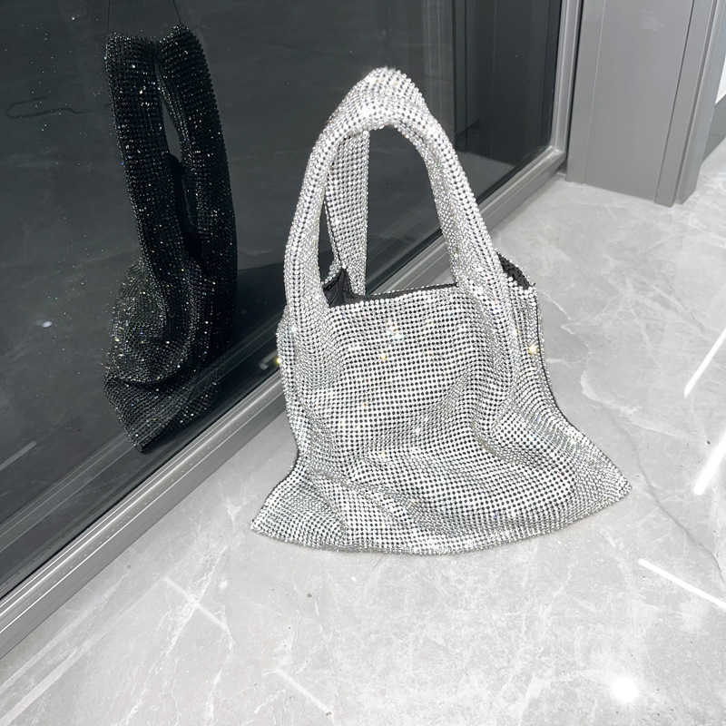 Poignée Strass Soirée Pochette Argent Brillant Cristal Dîner Fête De Mariage Sacs À Main Et Sac À Main De Luxe Designer Sac À Bandoulière 230304