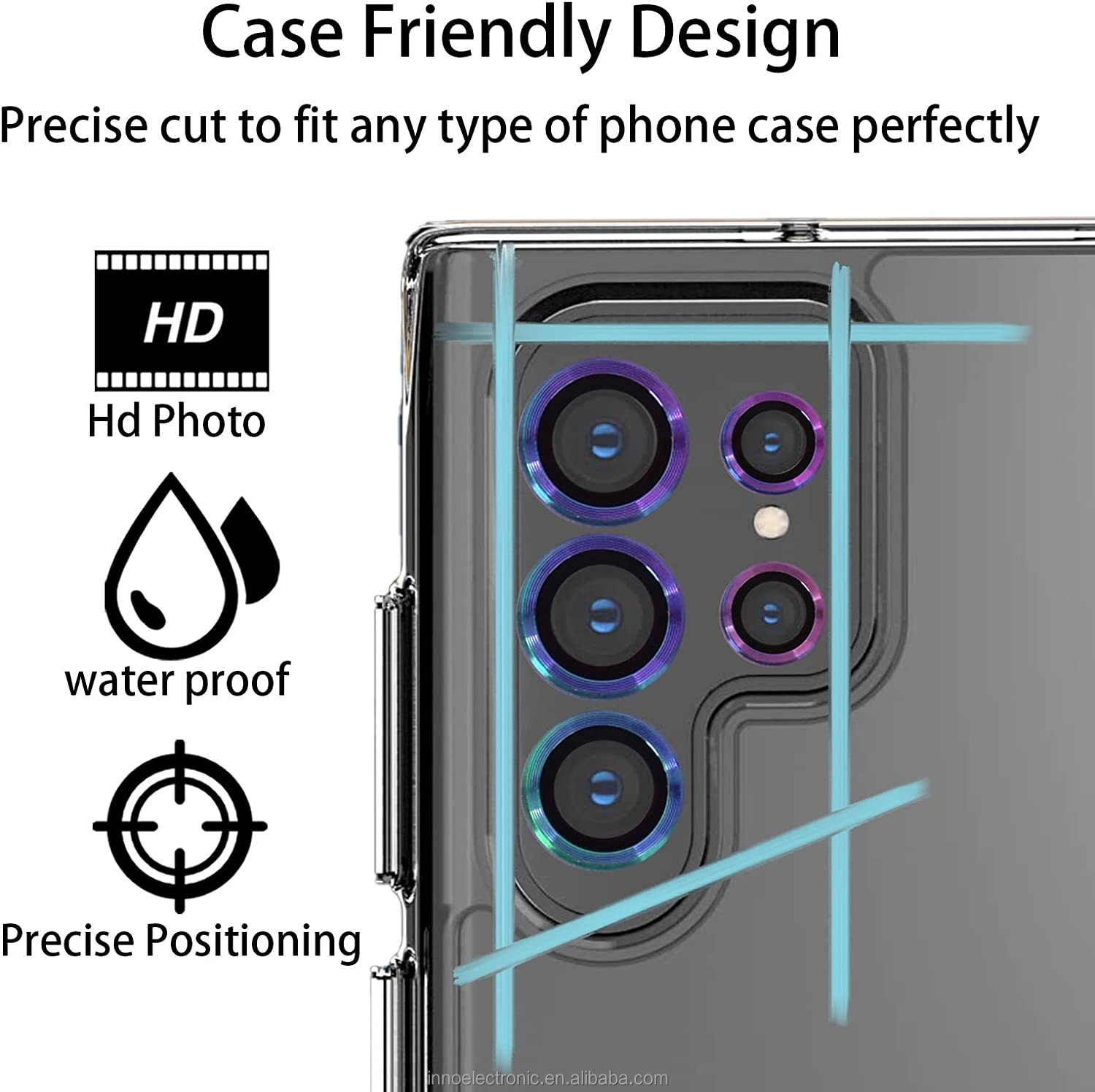 الزجاج المضاد للخلع 9H المقرار لـ Samsung Galaxy S23 Ultra Camera Lens Protector Metal Ring Camera Eagle Eagle Camera for Galaxy S23Plus S22