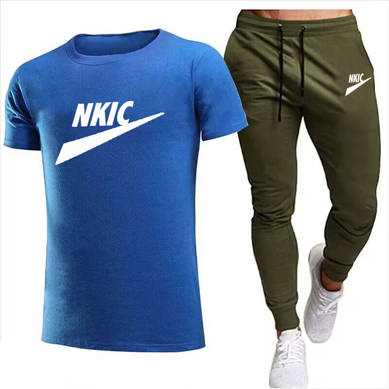 Nova calça de camisetas de traje masculino de roupas de verão Sports Sports 2 peças conjuntos de jogging de manga curta de manga curta