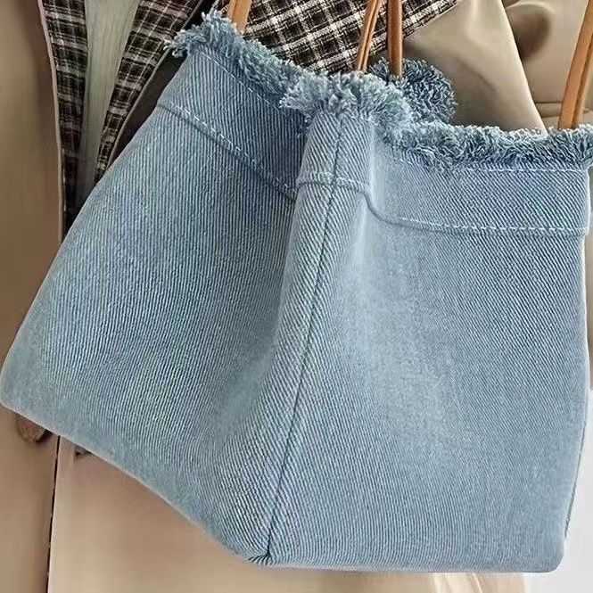 Högkvalitativ denim trasa kvinnor liten axel väska tjej liten casual handväska totes lady designer rese shopping handväska 230304 230220