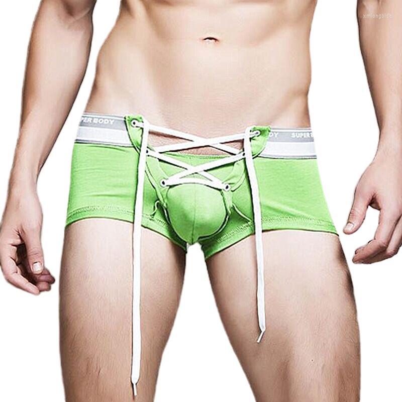 Underbyxor Superbody Men's DrawString Sexiga underkläder Boxare Högkvalitativa bomullshorts Penis Pouch Designade män