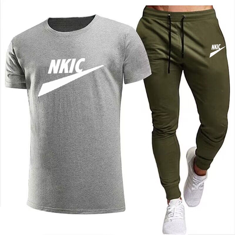 Nova calça de camisetas de traje masculino de roupas de verão Sports Sports 2 peças conjuntos de jogging de manga curta de manga curta