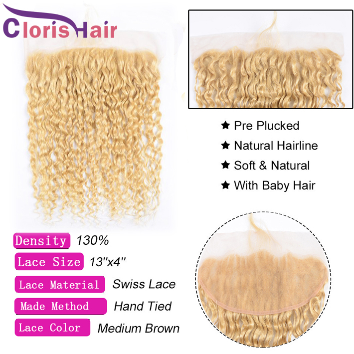 613 Lace frontale sluiting platina blond 13x4 watergolf peruaanse maagdelijk menselijk haar top sluitingen stuk natuurlijk golvende volledige frontals gratis deel