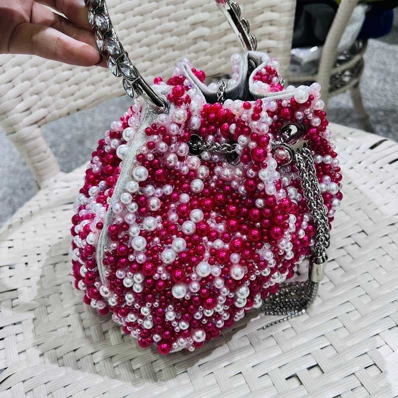 NUOVA borsa a tracolla con perle fatta a mano femminile, nappe di tendenza, borsa con perle, borsa in pietra, borsa da sera matrimonio da donna 230304