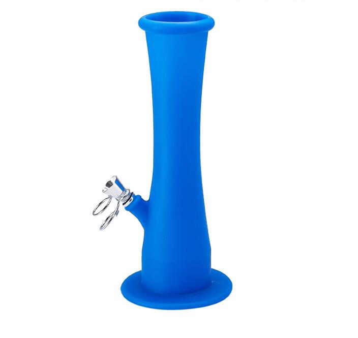 Bang en silicone Narguilé avec tige en métal Diffus coloré Portable pliable Fumer Pipe à eau Oil Rig 235mm