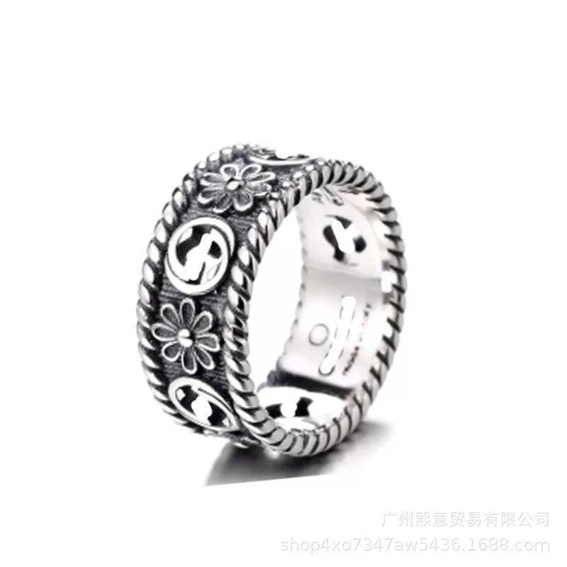 80% de réduction 2023 Nouveaux bijoux de luxe de haute qualité pour les anciens doubles hommes et femmes couple paire bague en argent sterling famille squelette elfe amour intrépide petite marguerite