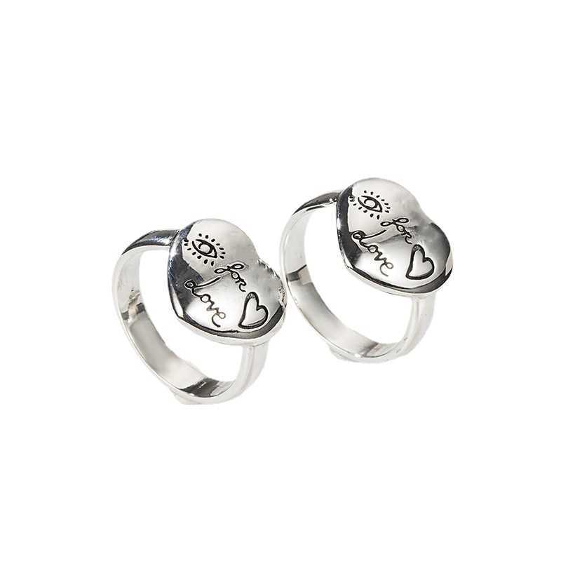 60% OFF 2023 Nouveaux bijoux de mode de haute qualité de luxe pour la fleur sculptée antique et l'amour en forme de coeur d'oiseau intrépide Silver Love Couple ring