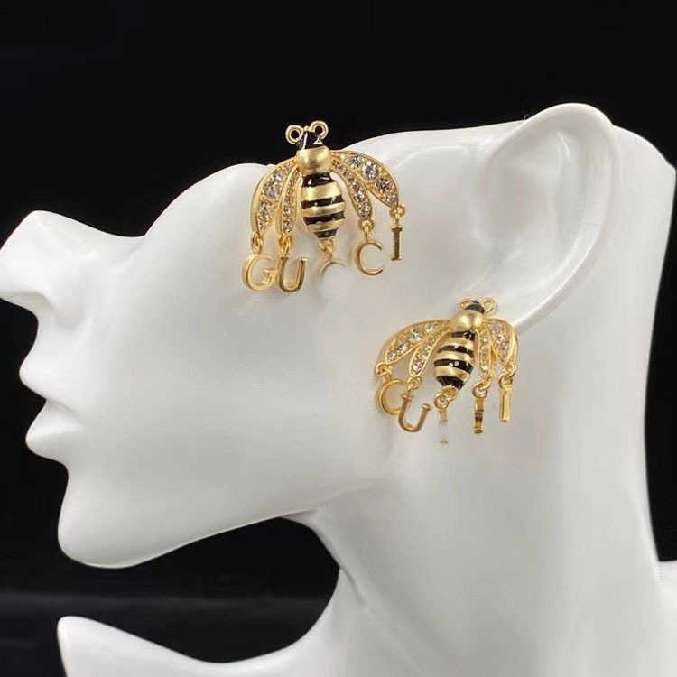 80% OFF 2023 Nouveaux bijoux de mode de haute qualité de luxe pour la petite colle d'abeille laissant tomber des boucles d'oreilles en strass design Boucles d'oreilles en argent français