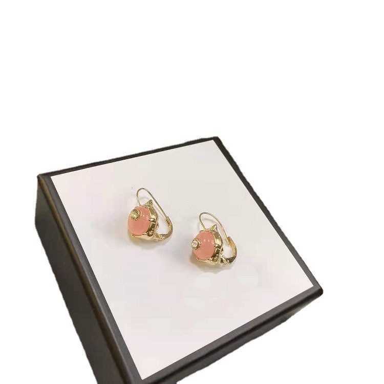 80% de réduction 2023 nouveaux bijoux de mode de haute qualité de luxe pour double pierre incrusté de laiton simple boucles d'oreilles en argent femme