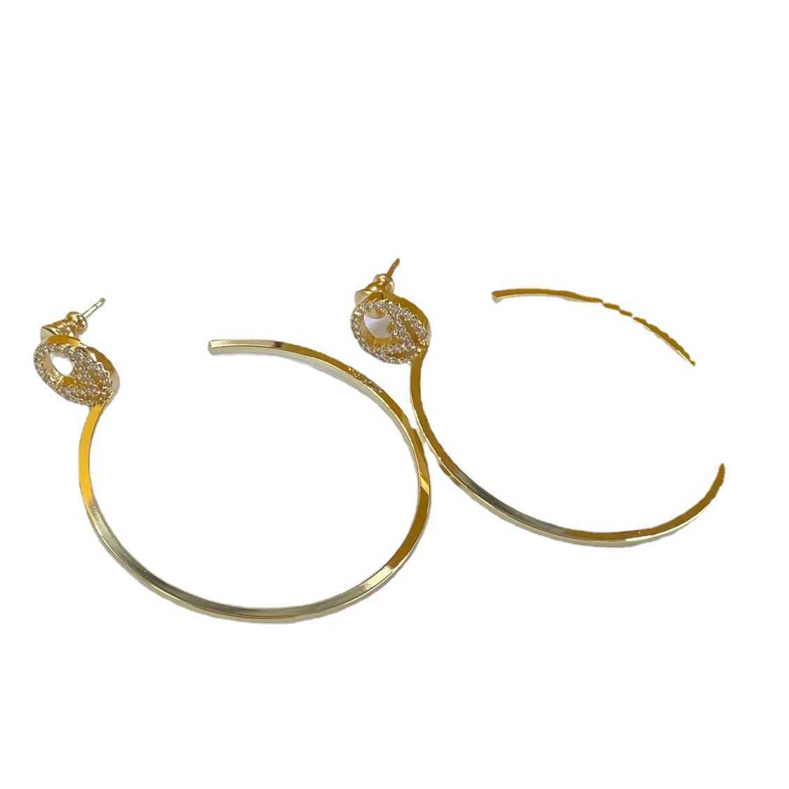 Usine en gros 2023 nouveaux bijoux de mode de luxe de haute qualité pour strass grand cercle argent aiguille boucles d'oreilles niche design boucles d'oreilles femme