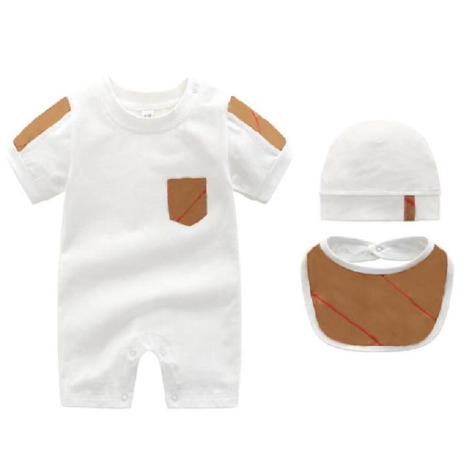 2023 mode 3 stbabykläder barn romper pajamas nyfödda spädbarn flicka pojkar hoppsuits hatt haklapp kläder baby kläder