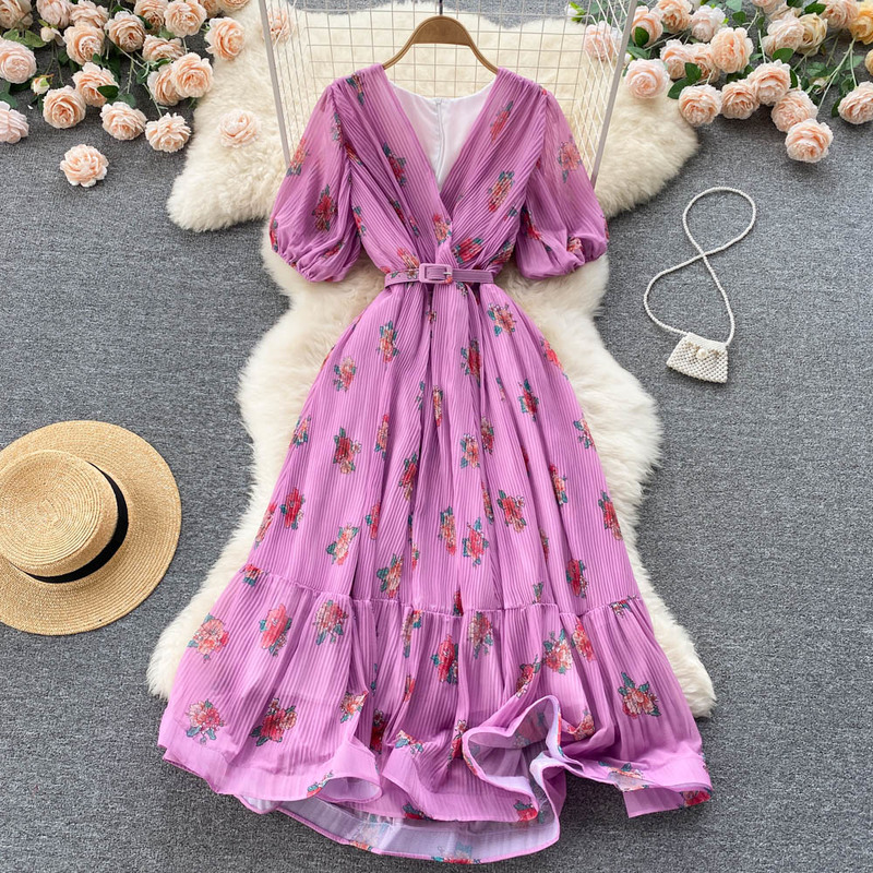 High Waist Boho Embroidery Dresses Women Elegant Party Dress Luxury Vintage 2023 A-line Long Sleeve Spring Runway Vintage Summer Dress Floral Chiffon Vestidos