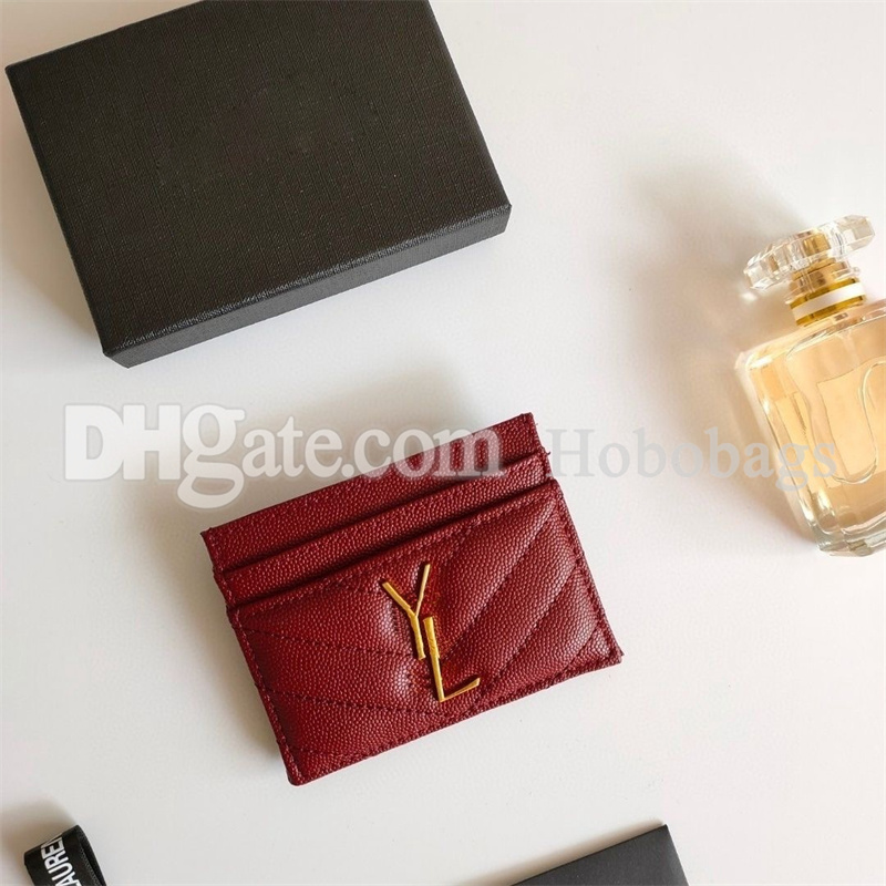 Najwyższej jakości designerskie etui na karty torebka moda damska męska luksusowe torebki skóra kawiorowa z pudełkiem Y dwustronne karty kredytowe monety Mini portfele