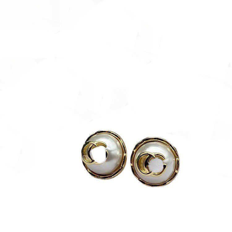 Usine de gros 2023 nouveau luxe de haute qualité bijoux de mode pour Double demi-pièce perle en laiton argent aiguille polyvalent boucles d'oreilles femme