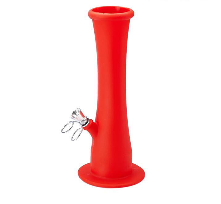 Bang en silicone Narguilé avec tige en métal Diffus coloré Portable pliable Fumer Pipe à eau Oil Rig 235mm