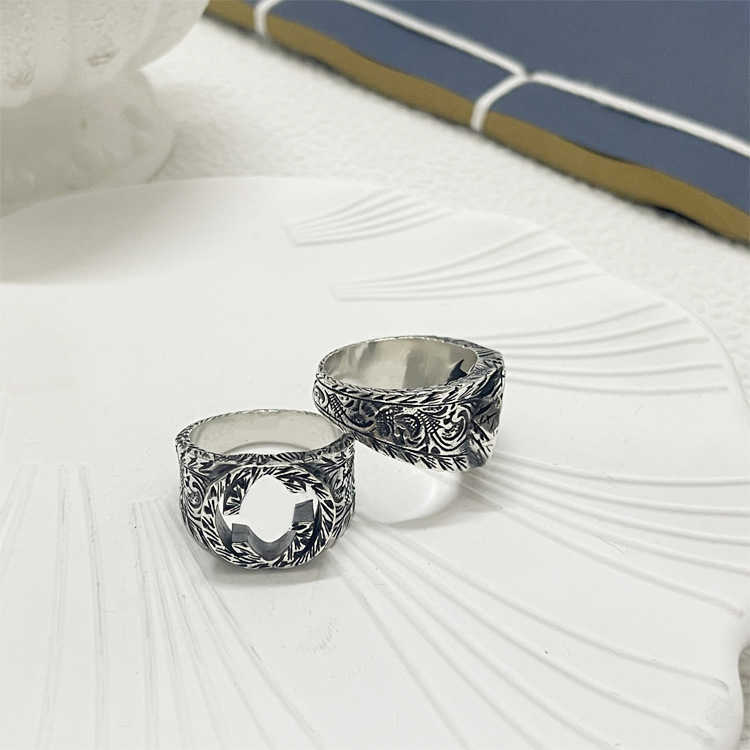 95% DI SCONTO 2023 Nuovi gioielli di moda di lusso di alta qualità argento vecchio modello intagliato dominee anello hip hop decorazione a mano di alta qualità ins