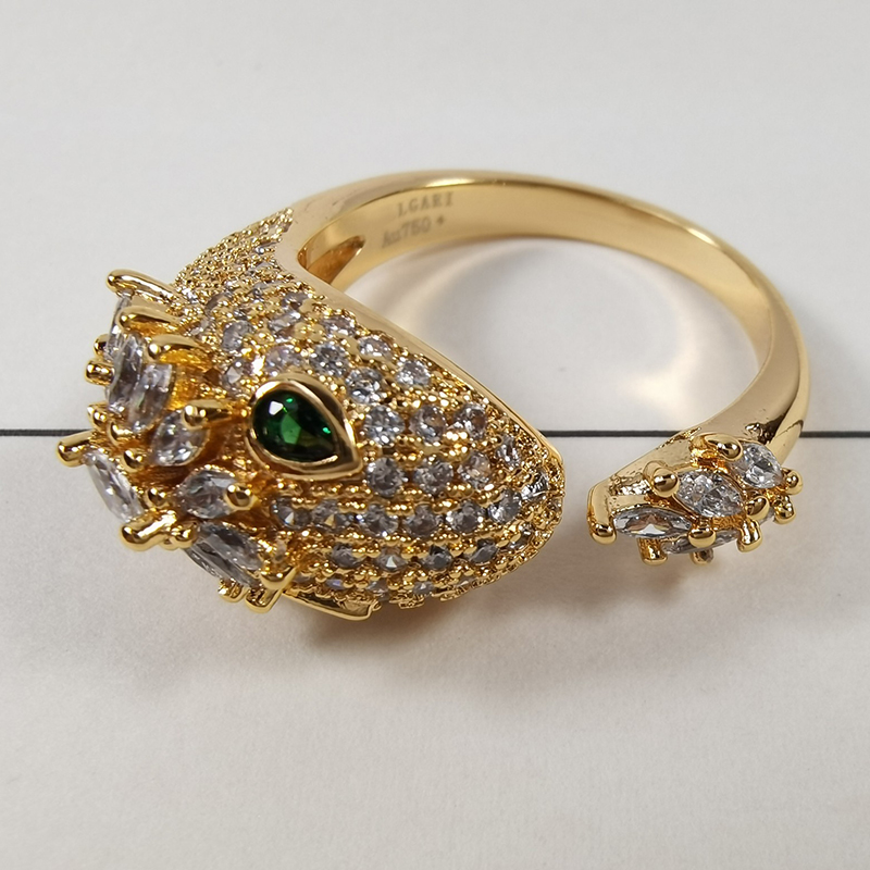 BUIGARISNAKE HOOFDE SERIE Designer Ring voor vrouw Diamond Gold Ploated 18K Size 6 7 8 Officiële reproducties Mode Luxe Exquisite Gift 009