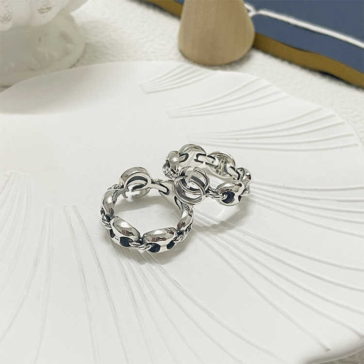 70% OFF 2023 New Luxury High Quality Fashion Jewelry for Silver Double boat anchor pig nose high version ins used ring