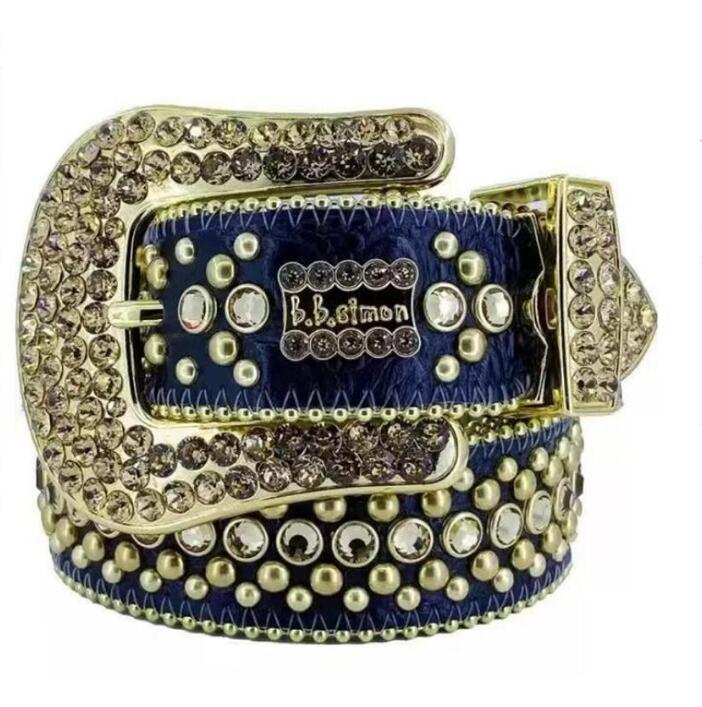 designer belt bb belt simon mens belt for women shiny diamond belts black on black blue white multicolour with bling rhinestones as gift waistband Factory wholesale