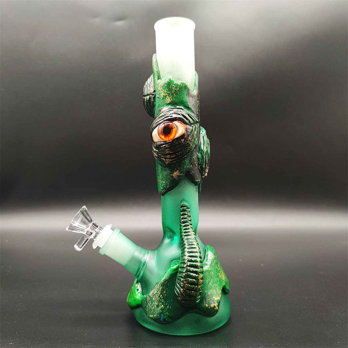 2023 10 inch Glas Bong Heady Bong Water Pipe 3d Green Glow in the Dark Monster Oogballen Dab Rig Hookah Rooking Bubbler 14mm Bowlstem