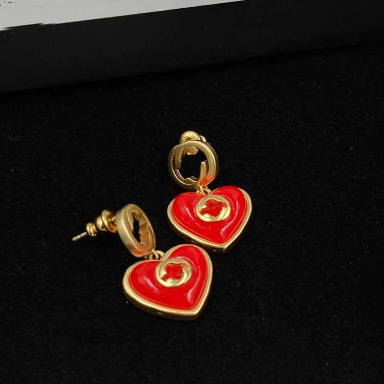 60% OFF 2023 New Luxury High Quality Fashion Jewelry for heart-shaped percha double Earrings silver needle brass material design earrings