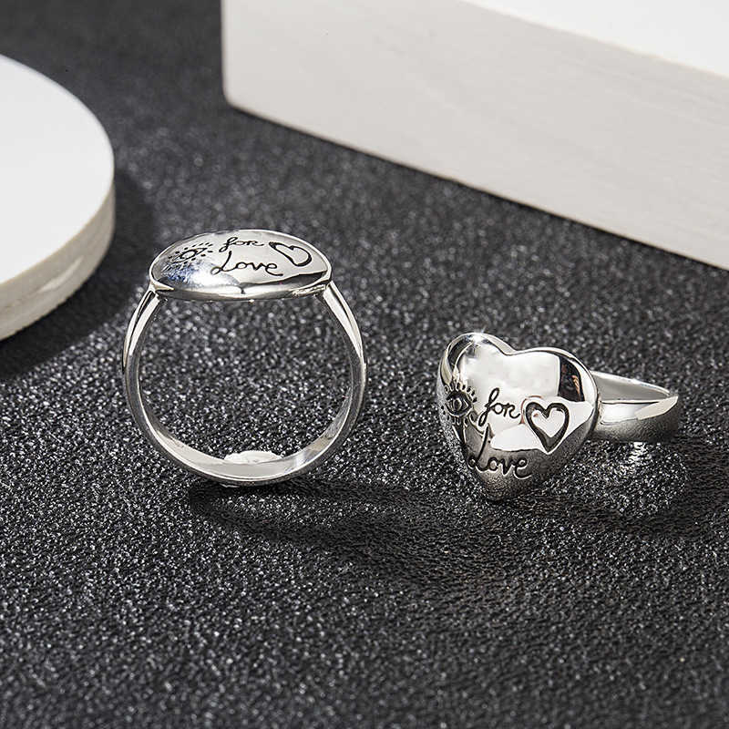 Factory Groothandel 2023 Nieuwe luxe hoogwaardige mode-sieraden voor antieke gesneden bloem en vogel hartvormige liefde Fearless Silver Love Paar Ring