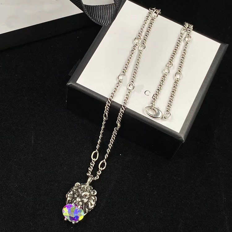 95% OFF 2023 New Luxury High Quality Fashion Jewelry for Lion Head with Color Egg-shaped Zircon Twisted Necklace Advanced Versatile Sweater Chain