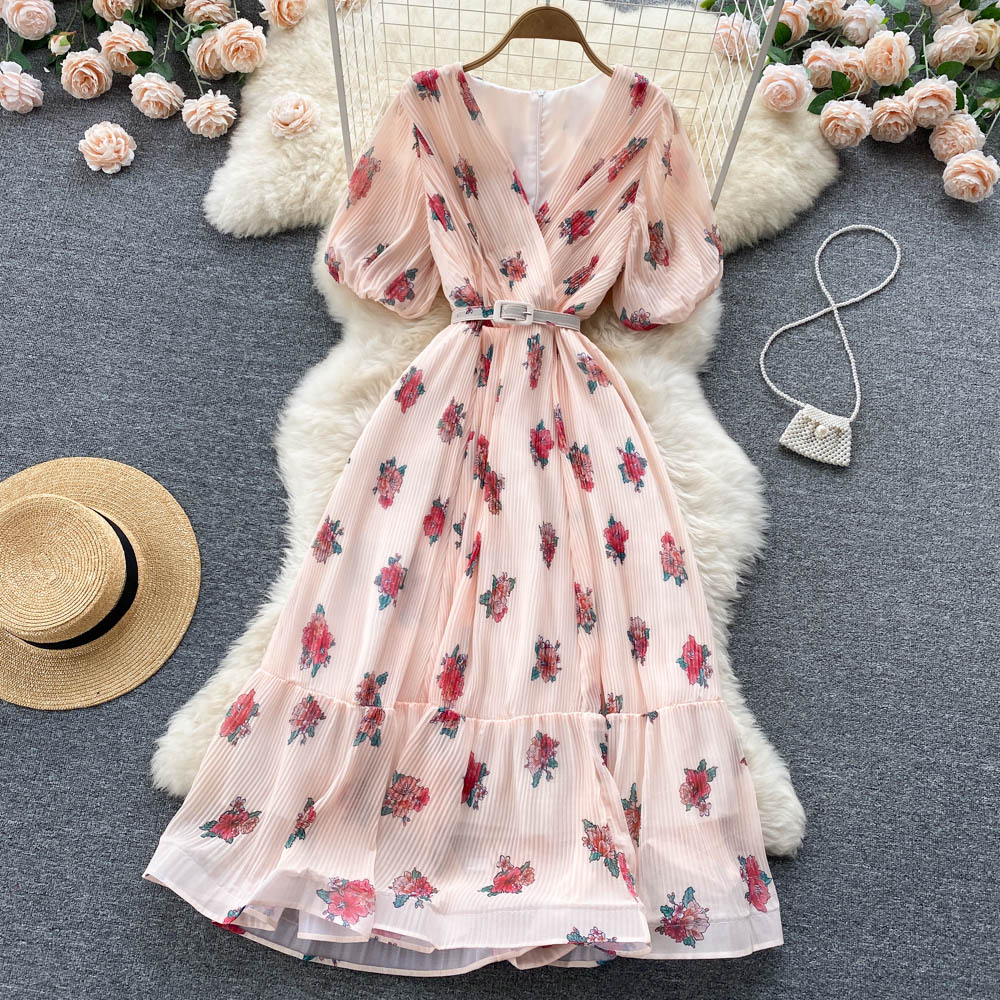 High Waist Boho Embroidery Dresses Women Elegant Party Dress Luxury Vintage 2023 A-line Long Sleeve Spring Runway Vintage Summer Dress Floral Chiffon Vestidos