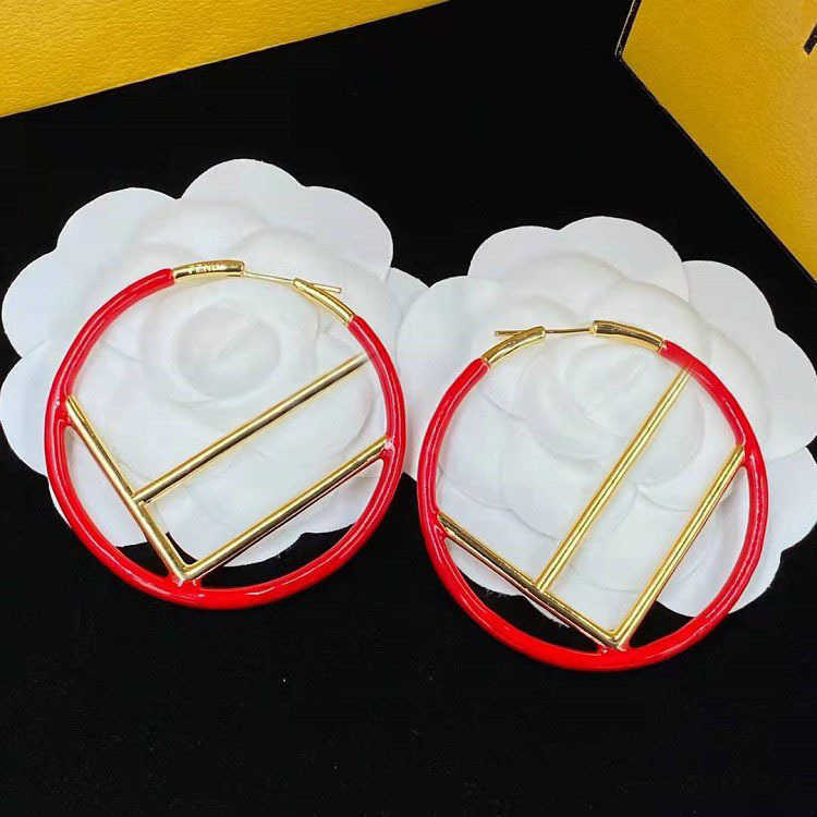 60% OFF 2023 New Luxury High Quality Fashion Jewelry for family 5cm large circle drop glue Earrings brass silver needle earrings female