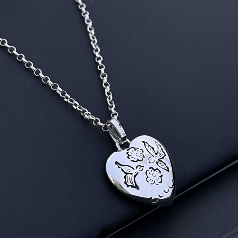 Fashion Collection 2023 New Luxury High Quality Fashion Jewelry for silver flower and bird fearless love necklace versatile net red same clavicle chain